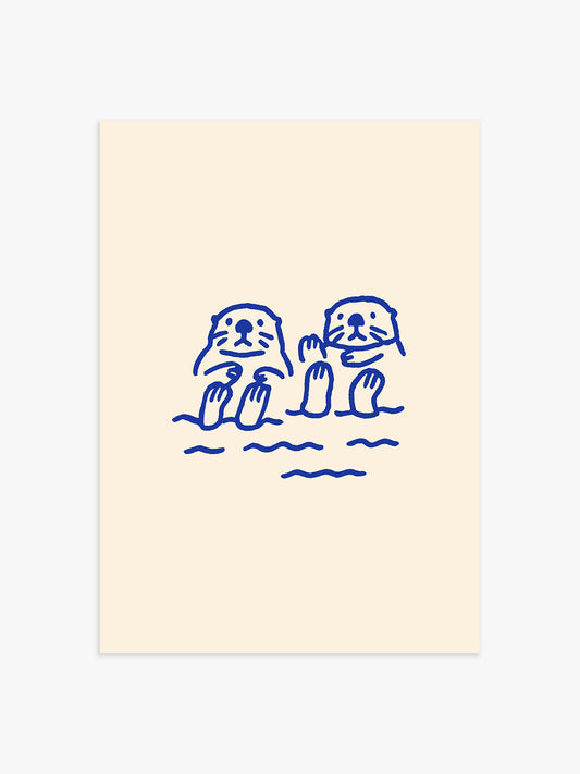 Otter Illustrationsposter in Blau