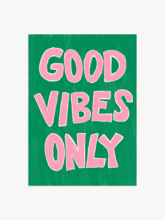 Good Vibes Only Poster in Grün und Pink