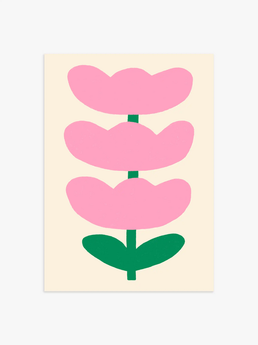 Poster mit abstrakter Blume in Pink