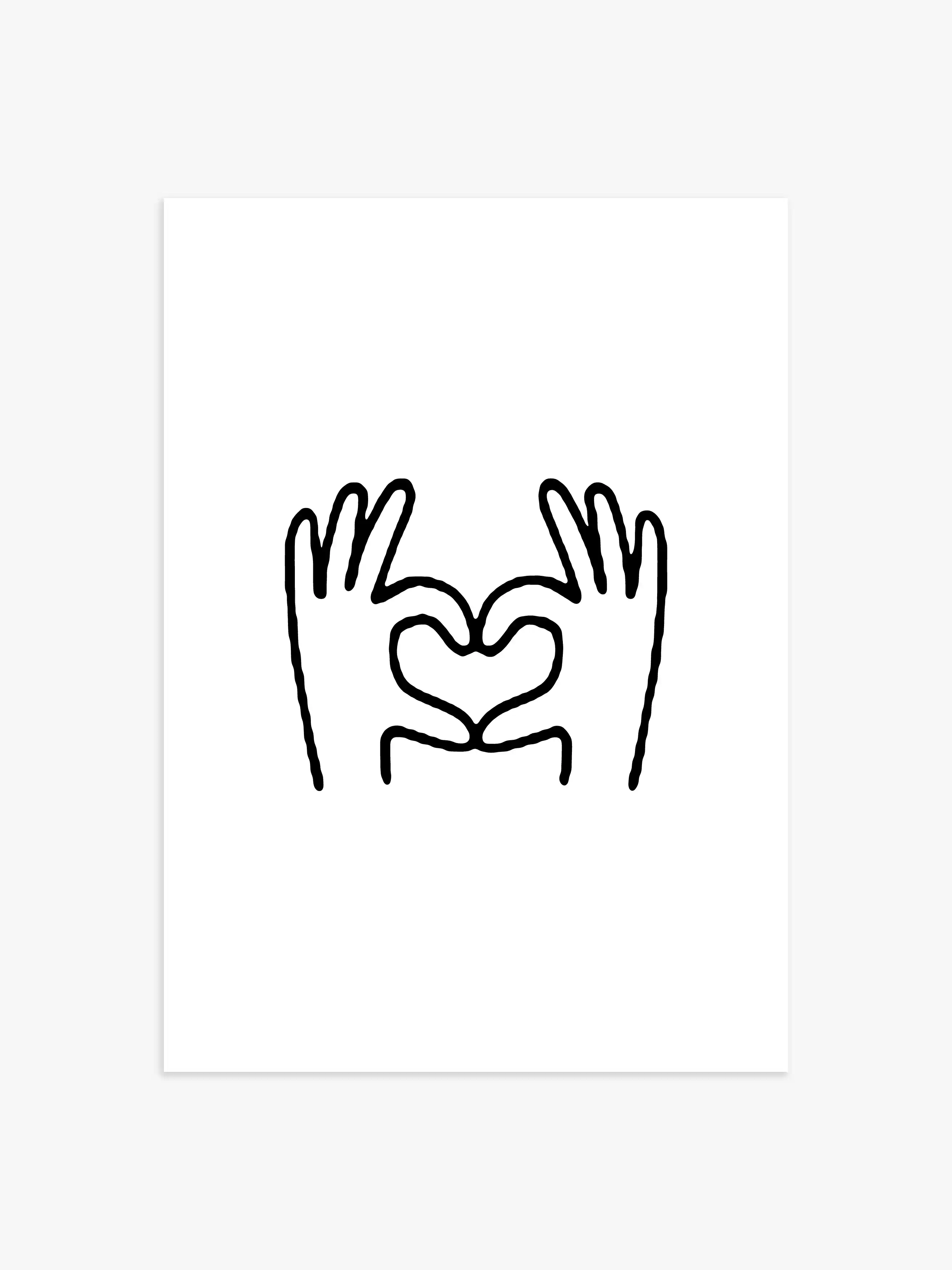 Herz hand Poster, poster ins schwarz-weß, minimalistisches Poster in schwarz-weiß
