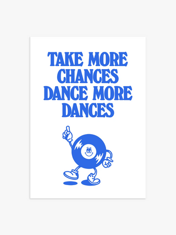 Take More Dances Retro Poster in Blau