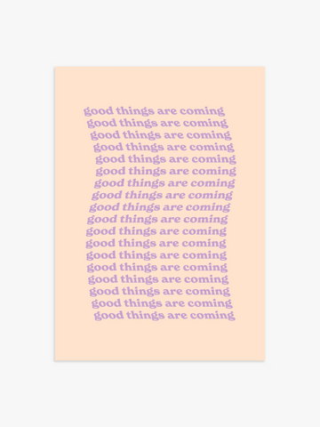 Good things are coming in Lila, fliederfarbenes Poster, pastellfarbenes Poster, Poster fürs Schlafzimmer, Gift for her, quote Poster, Zitat Poster, Wohnzimmer Poster, Geschenk an sie