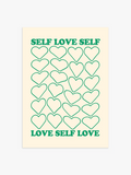 Self Love Poster mit Herzen in Grün