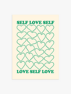 Self Love Poster mit Herzen in Grün
