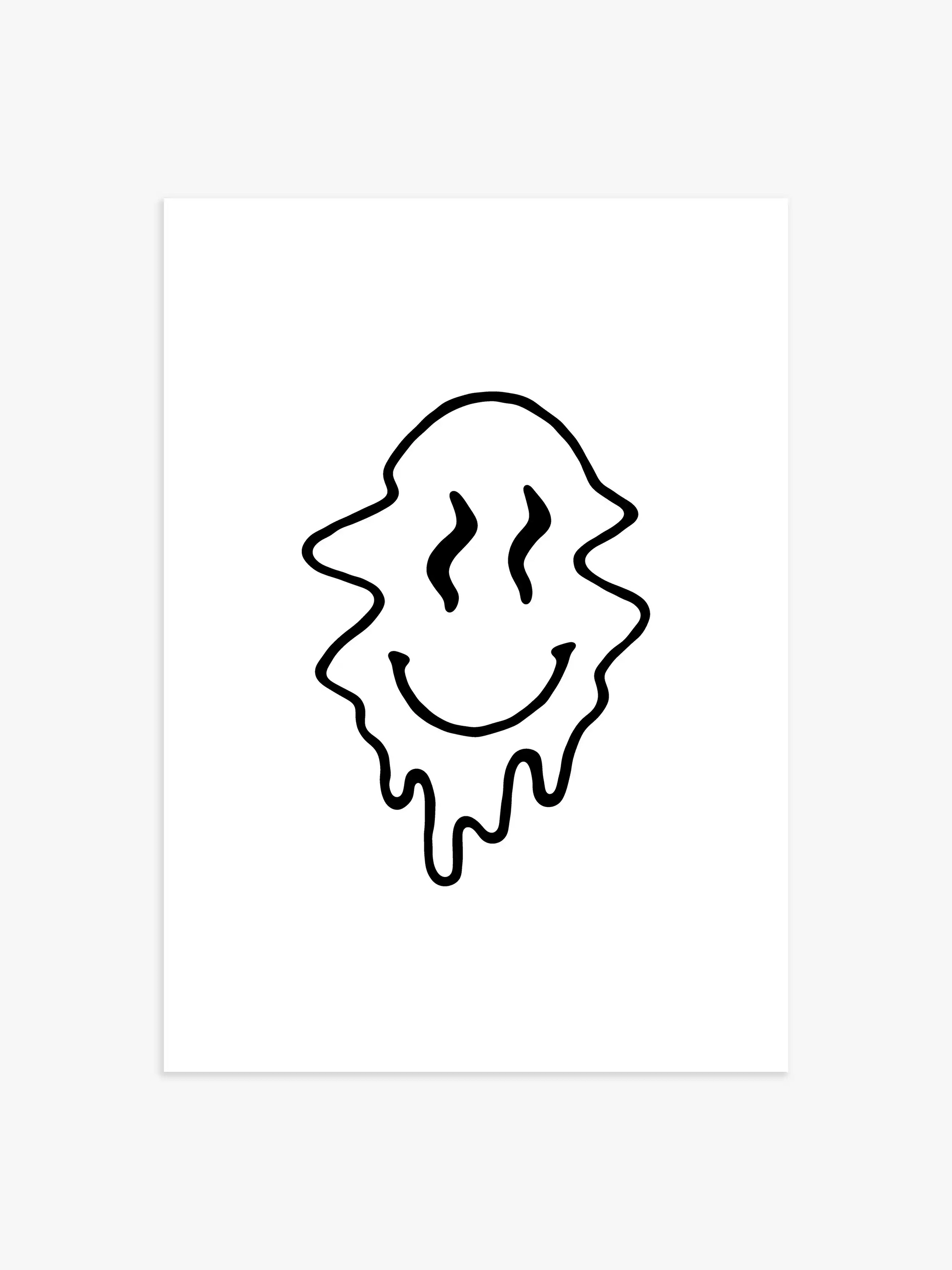 Drippy Smiley Poster in Schwarz-Weiß