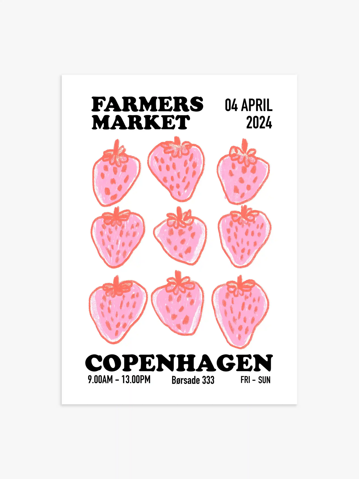 Farmers Market Poster mit Erdbeeren - 60x90 cm