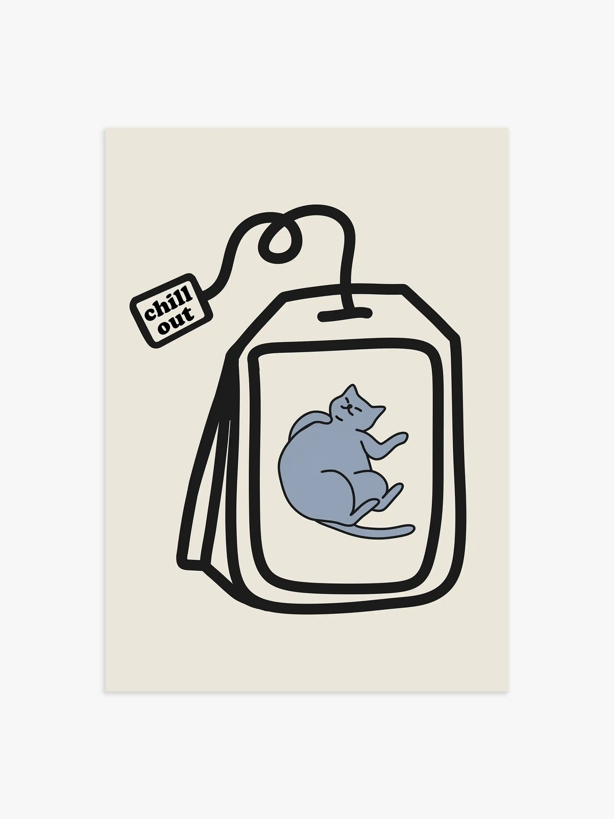 Chill Out Katzen Poster in Beige - 50x70 cm