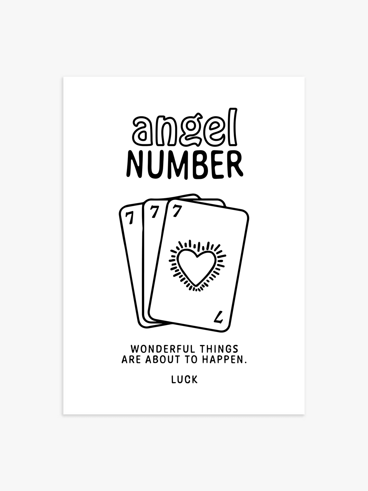 Angel Number 777 Poster in Schwarz-Weiß - 21x30 cm