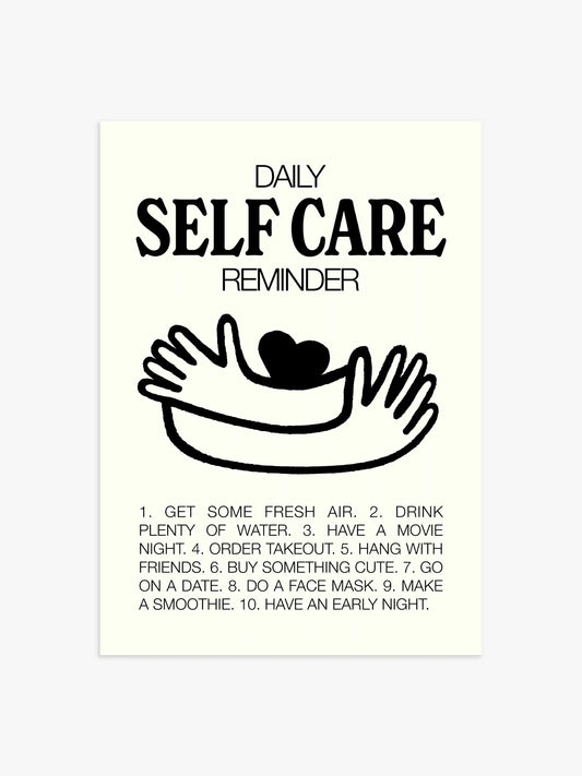 Daily Self Care Reminder Poster in beige, Badezimmer Poster