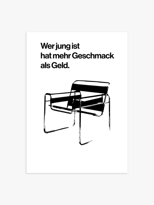 Poster in Schwarz-Weiß mit Wassily Chair