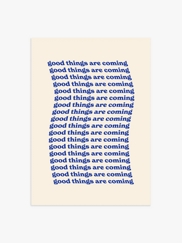 Good Things Are Coming Poster in Blau, Küchen Poster, Wohnzimmer Poster, Schlafzimmer Poster, Quote Poster, Blaues Poster