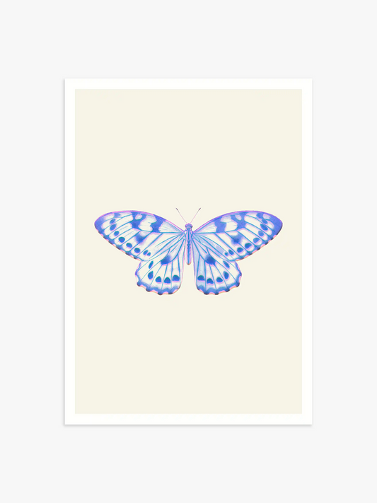 Poster mit Schmetterling in Blau