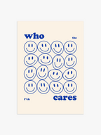 Who Cares Poster in Blau
