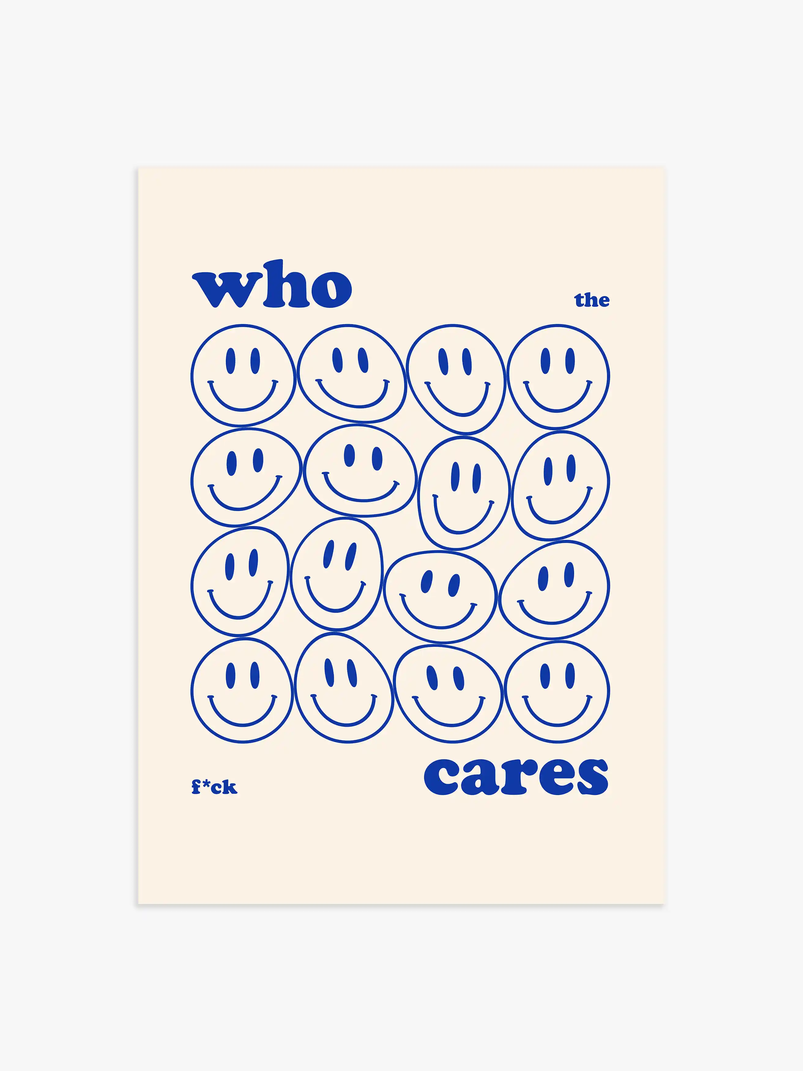 Who Cares Poster in Blau
