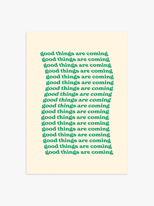 Good Things Are Coming Poster in Grün, Küchen Poster, Grünes Poster, Schlafzimmer Poster, Wohnzimmer Poster, Kunstdruck, Wandbild grün, Modernes Poster, Minimalistisches Poster 