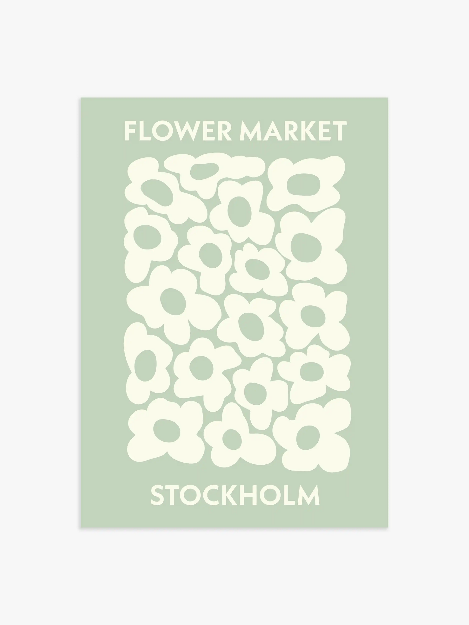 Flower Market Poster Stockholm, Wohnzimmer Poster, Salbeigrünes Poster