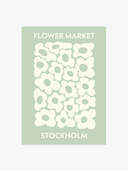 Flower Market Poster Stockholm, Wohnzimmer Poster, Salbeigrünes Poster