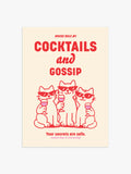Cocktails and Gossip Poster in Rot