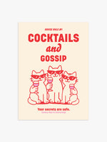 Cocktails and Gossip Poster in Rot