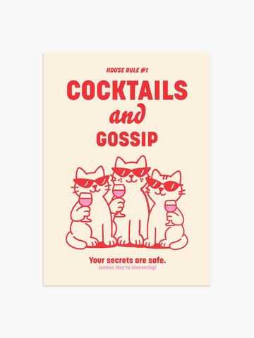 Cocktails and Gossip Poster in Rot