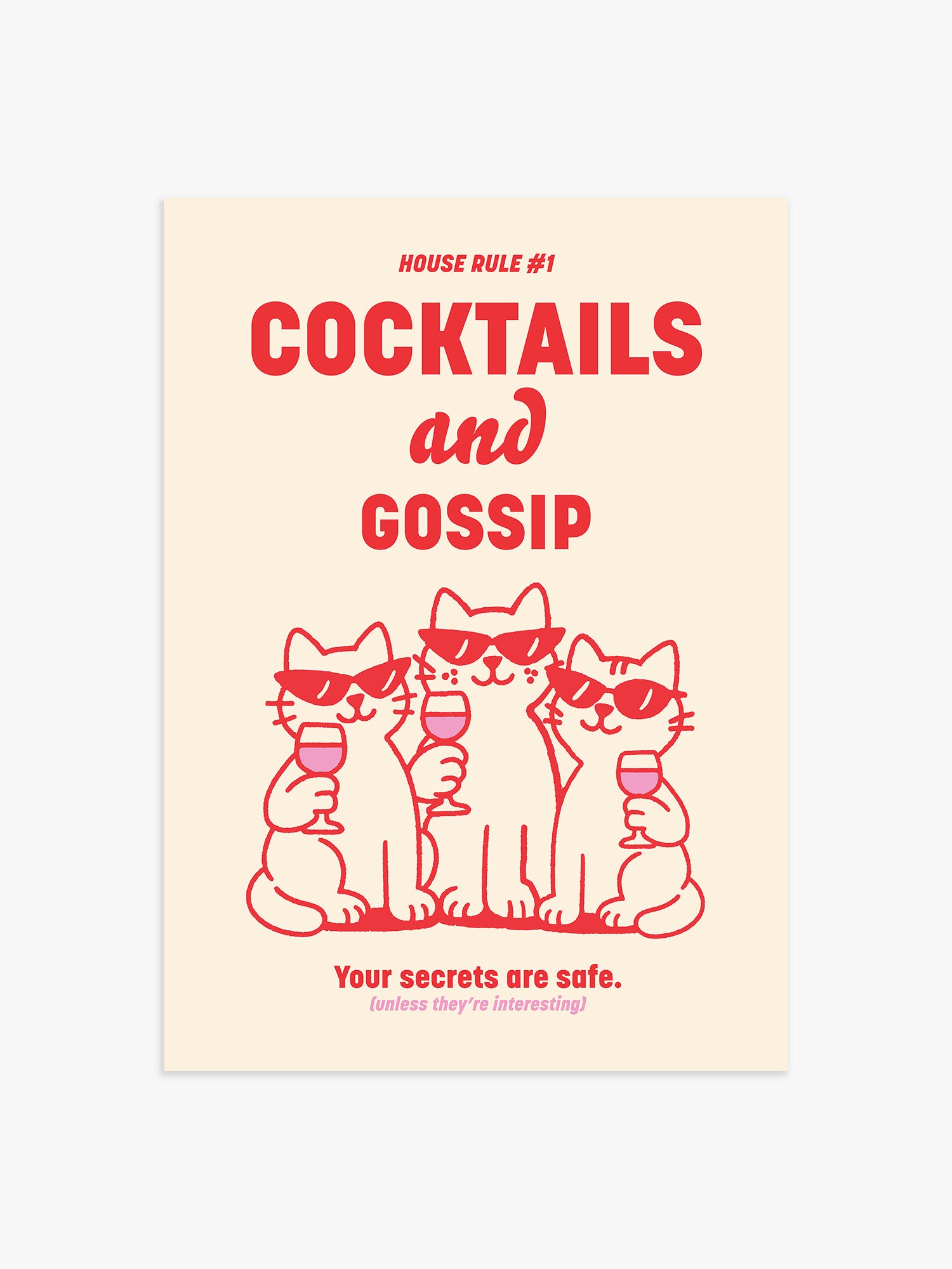 Cocktails and Gossip Poster in Rot