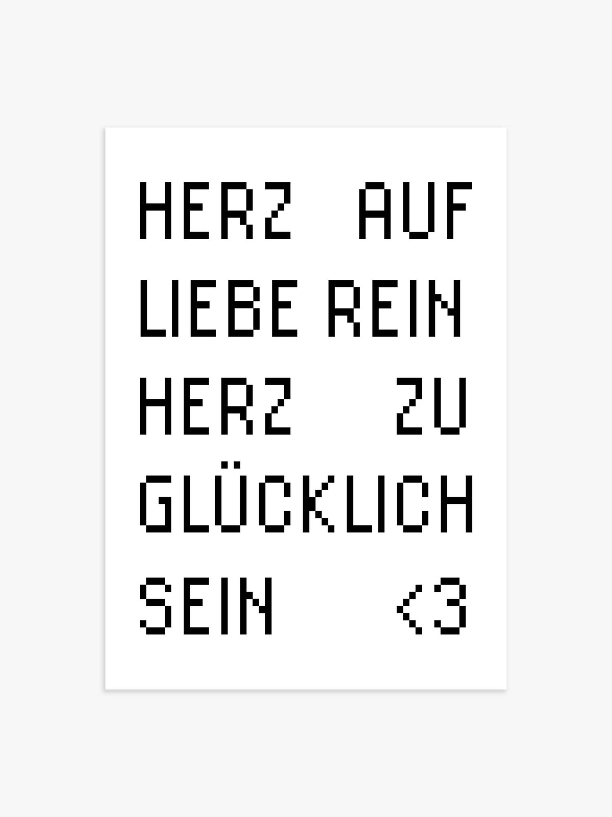 Herz auf Zitat Poster in Schwarz-Weiß - 70x100 cm