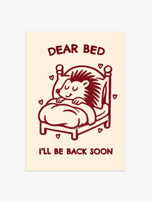 'Dear bed' Igel Poster bordeaux