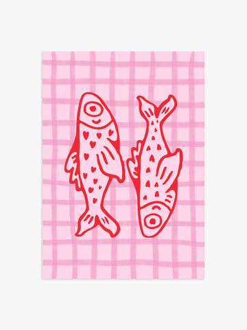 Fische Poster in Rosa-Rot