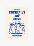 Cocktails and Gossip Poster in Blau