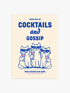 Cocktails and Gossip Poster in Blau