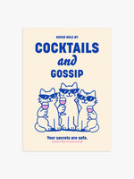 Cocktails and Gossip Poster in Blau