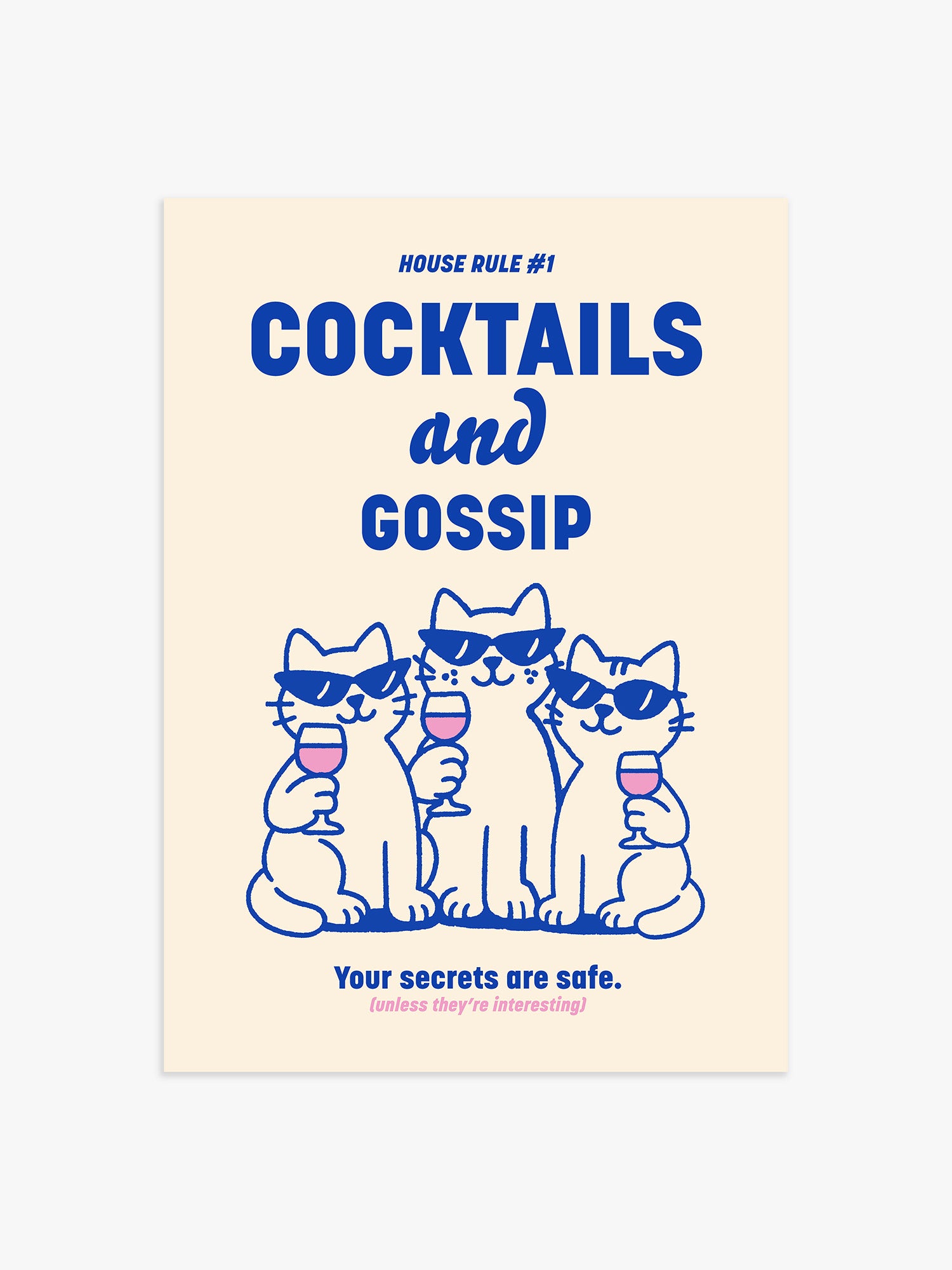 Cocktails and Gossip Poster in Blau