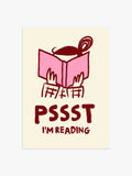 'Pssst' Bücher Poster in bordeaux