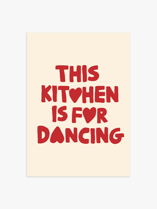 'This Kitchen is for dancing' Poster in Rot