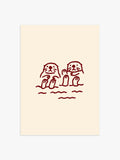 Otter Illustrationsposter in Bordeaux-Rot