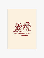 Otter Illustrationsposter in Bordeaux-Rot