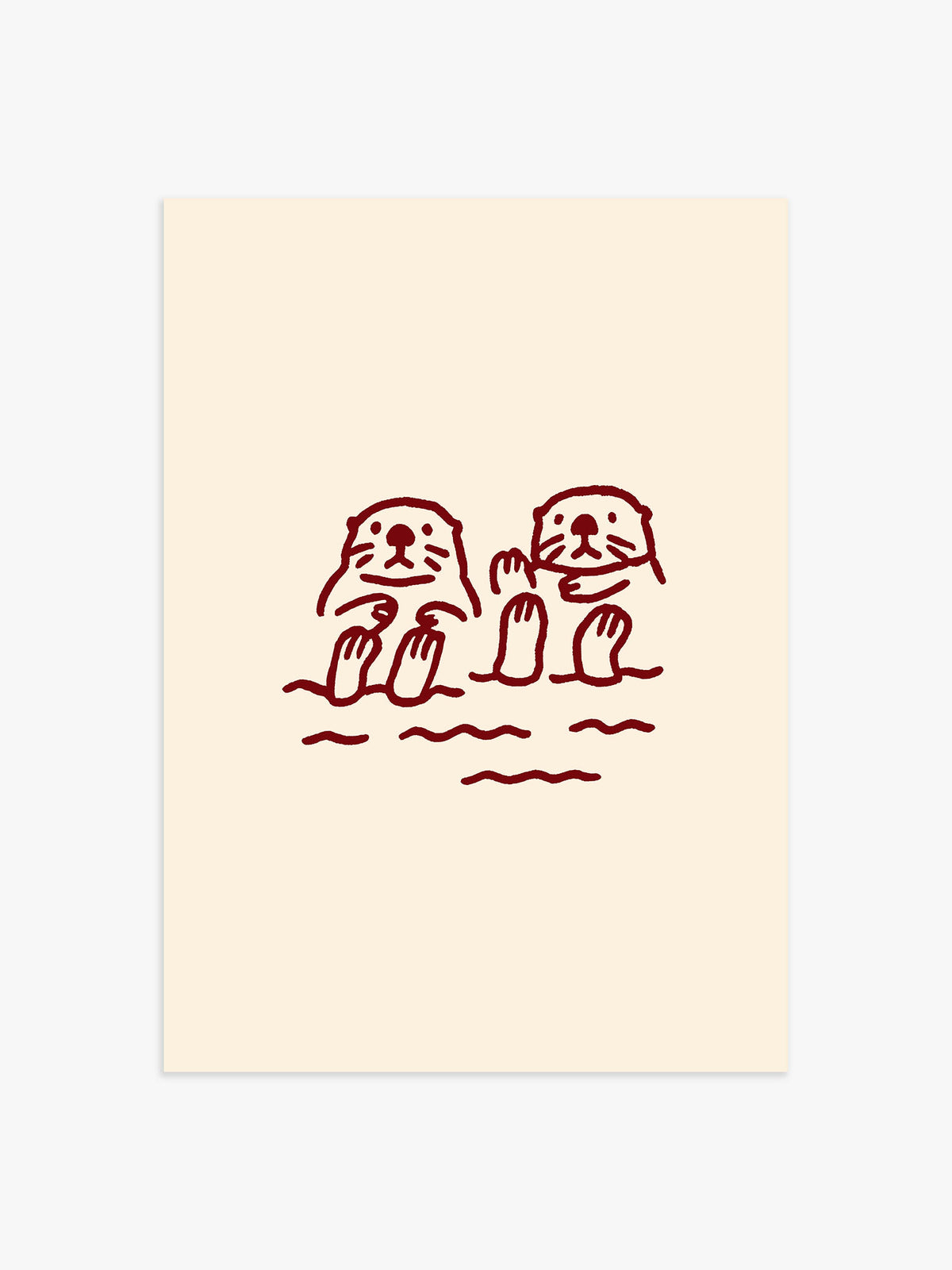 Otter Illustrationsposter in Bordeaux-Rot