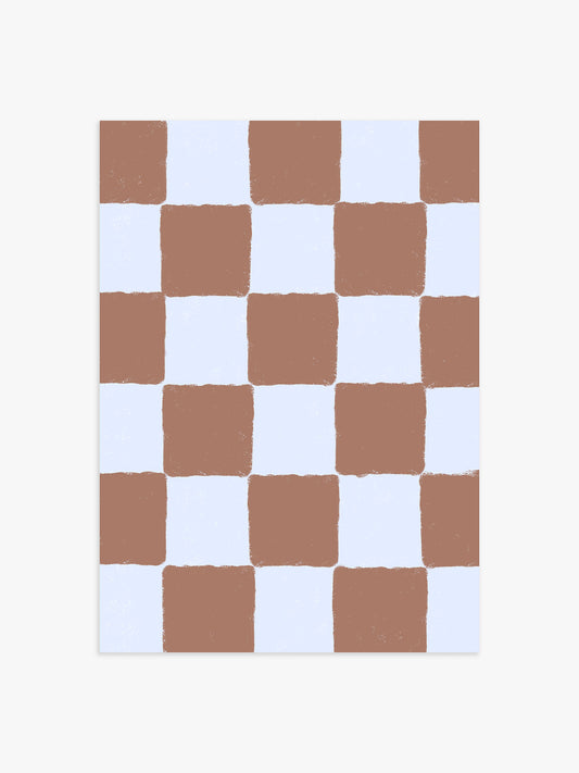 Karo Poster babyblau-braun