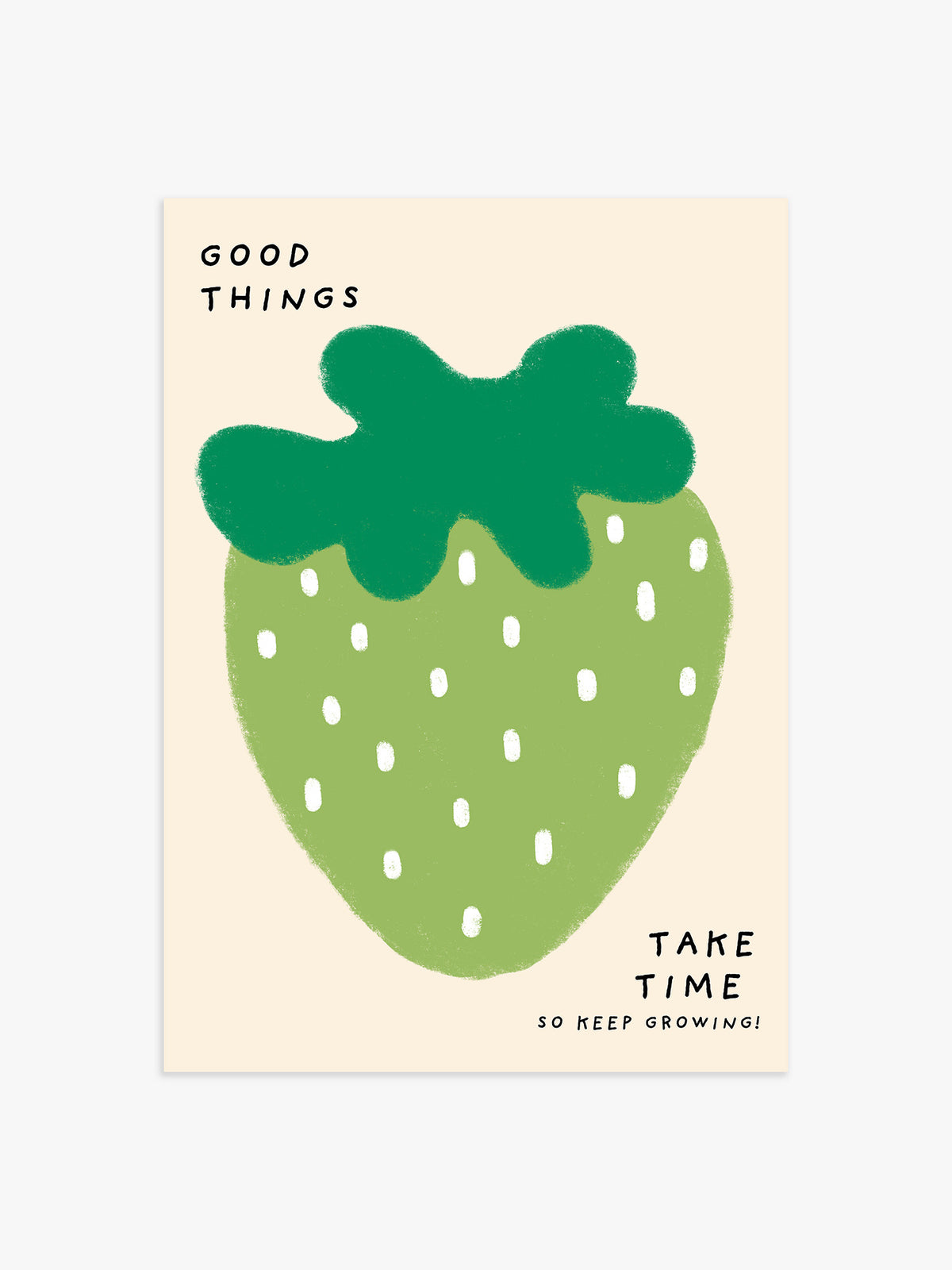 Good Things Erdbeer Poster in Grün - 21x30 cm