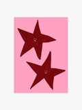 Grinsende Sterne Poster rosa-rot