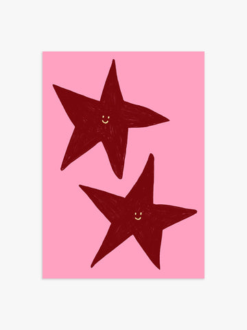Grinsende Sterne Poster rosa-rot