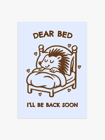 'Dear bed' Igel Poster blau-braun