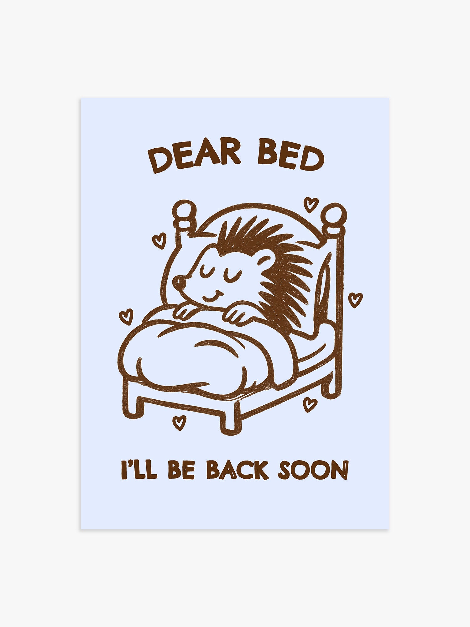 'Dear bed' Igel Poster blau-braun