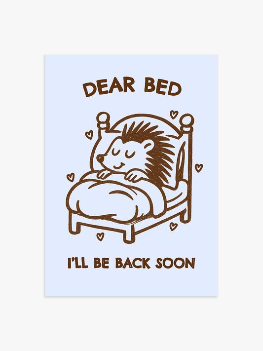 'Dear bed' Igel Poster blau-braun