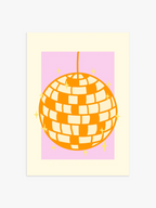 Discokugel Poster in Orange & Rosa
