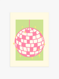 Discokugel Poster in Grün-Rosa