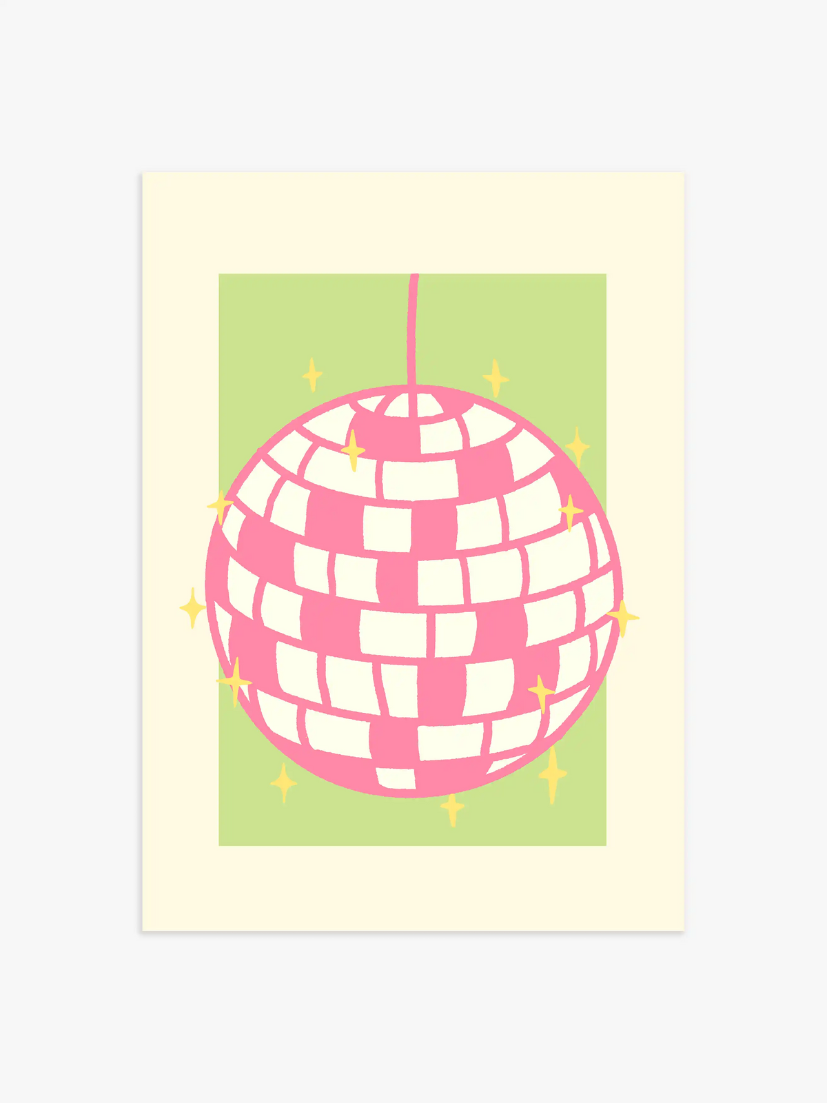 Discokugel Poster in Grün-Rosa - 60x90 cm