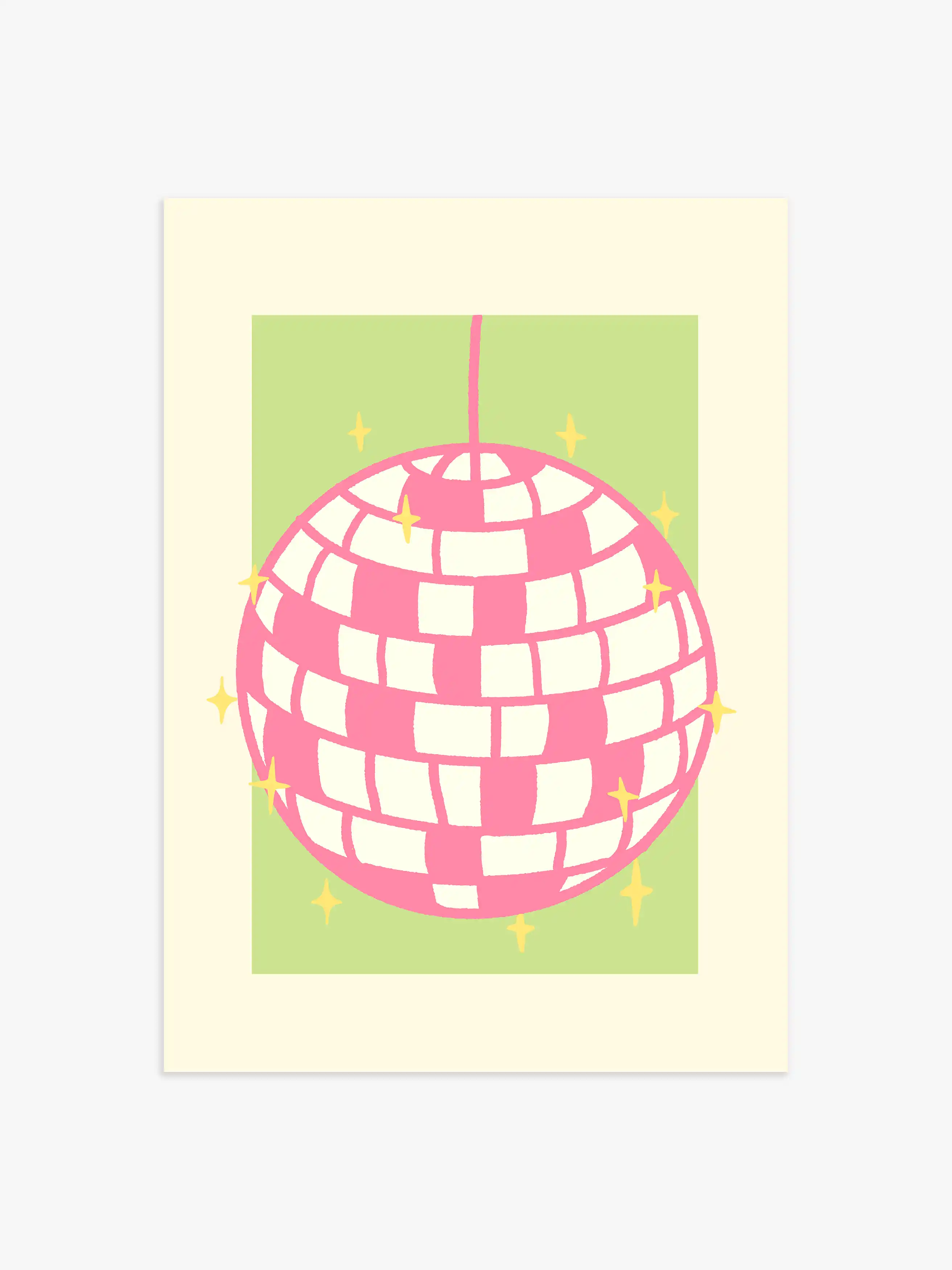 Discokugel Poster in Grün-Rosa