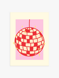 Discokugel Poster in Rosa & Rot