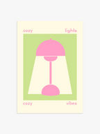 Cozy Lights Poster in Grün & Rosa
